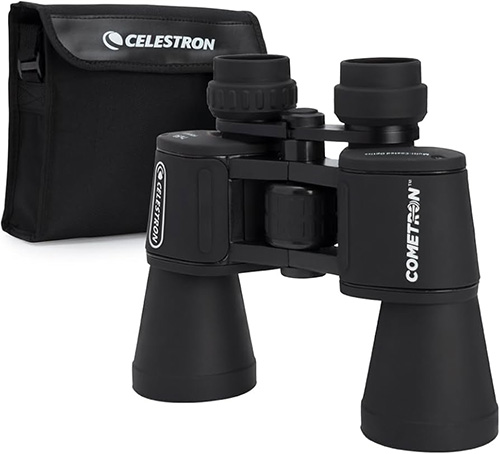 Astronomy Binoculars by the brand Celestron. Comes with a black carrying case.