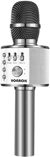 Silver karaoke microphone