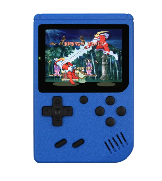 Blue hand held video game Nintendo device