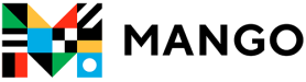 Mango Languages black text database logo with a multi-colored, multi-shaped letter 'M'.