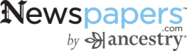 Newspapers.com by Ancestry in light blue and grey text