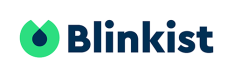 Blinkist navy logo with a bright green and navy circle graphic to the left of the text.