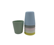 144 plastic cups in 6 colors.