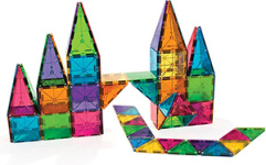 100 solid magnetic squares and triangles of varying sizes.