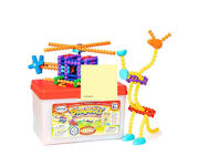1 Playstix Idea Book and 400 playstix pieces in numerous colors and sizes, plus plastic animal heads, plastic animal feet, soft wheels (large & small), and soft propellers.