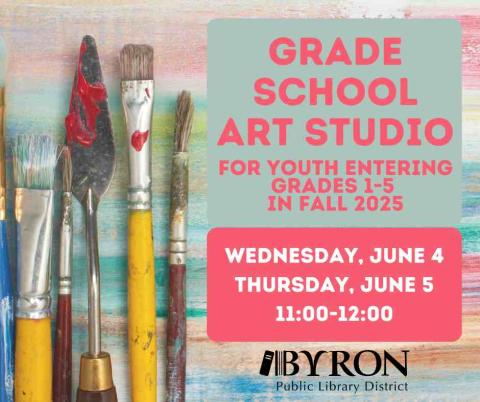 Photo of art supplies with program dates.