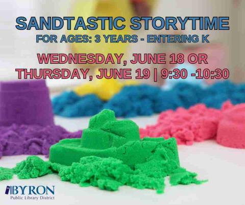 Photo of kinetic sand with program dates.