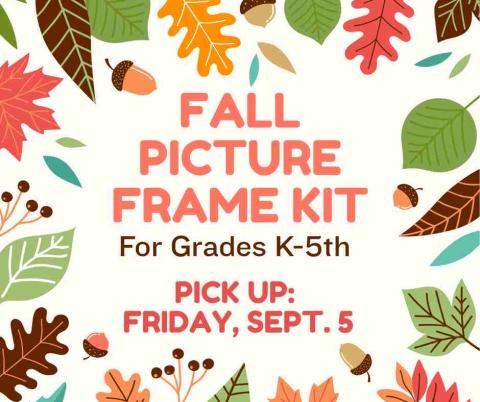 Colorful fall leaves with kit pick up date.