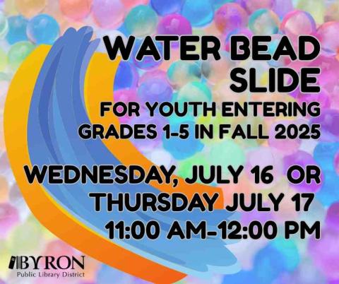 Water bead background with slide and program dates.