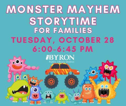 Photo of monsters with program date & time.