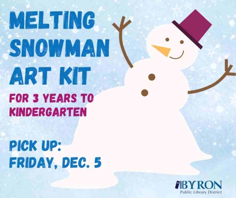 Photo of a melting snowman with event date and ages.