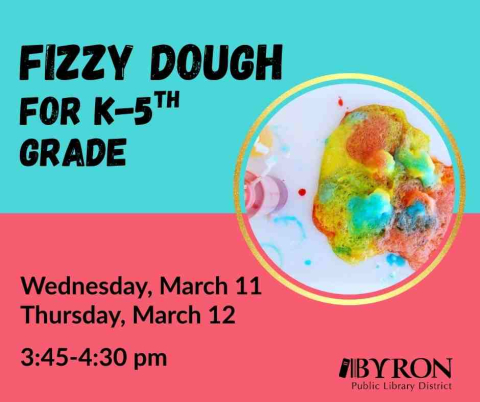 Photo of fizzy dough with program date & time.