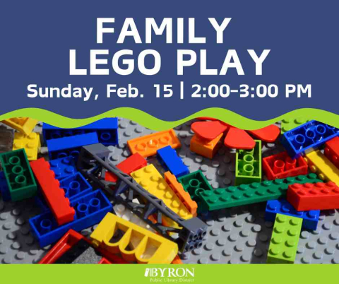 Picture of Lego bricks with event name and time.