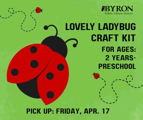 Graphic of a ladybug with kit pick up date.
