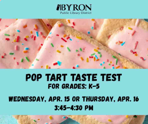 Photo of pop tarts with program date & time.