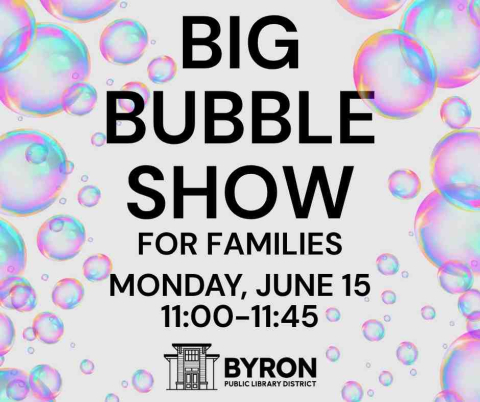 Pink, blue and clear bubbles fill the image.