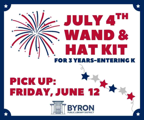 Fireworks and a star banner in red, white and blue.