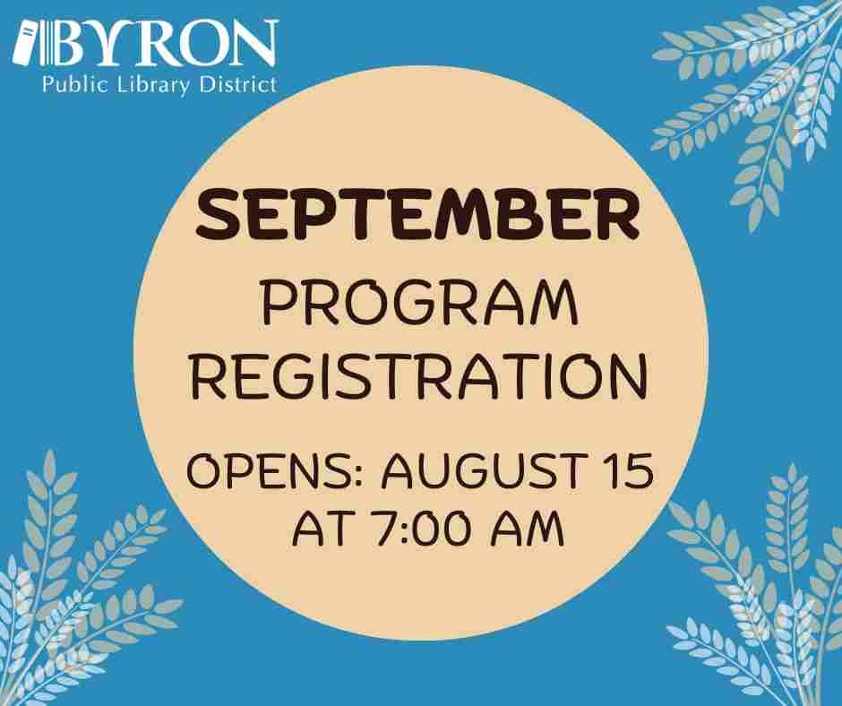 September program registration opens Aug. 15.