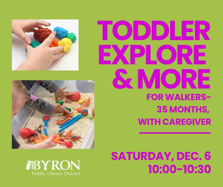 Photo of rice bins & playdough with program date.