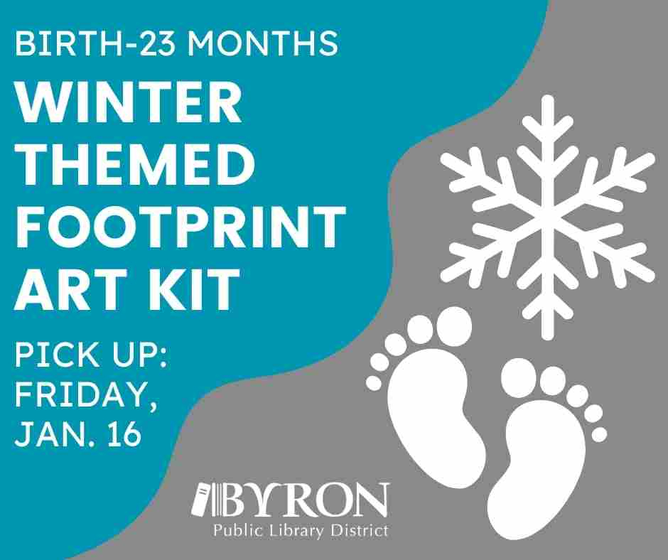 Graphic of baby feet & snowflake with kit pick up date.