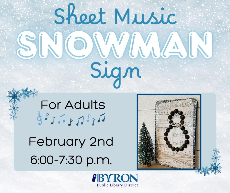 Sheet Music Snowman Sign Graphic