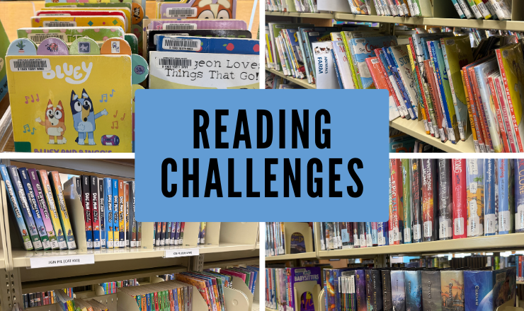 Reading Challenges text over a collage of different collections of children's books